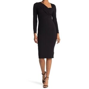 ASTR The Label Dress Sz XS Black Midi Twist  Front Whimsigoth Party Business